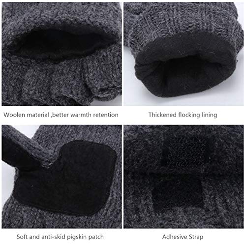 ECOMBOS Vingerloze handschoenen voor dames, gebreide handschoenen met wanten flap - Image 4