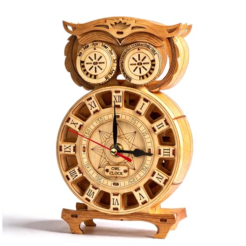 3D Wooden Puzzles for Adults, Detective Owl Clock with Model Kit, DIY Assembly Model, Roman Numeral Desk Clock, Home Decor DIY Wall Clock Kit, Birthday Gifts for Men Women by RivanPal - Used condition - US$18.39