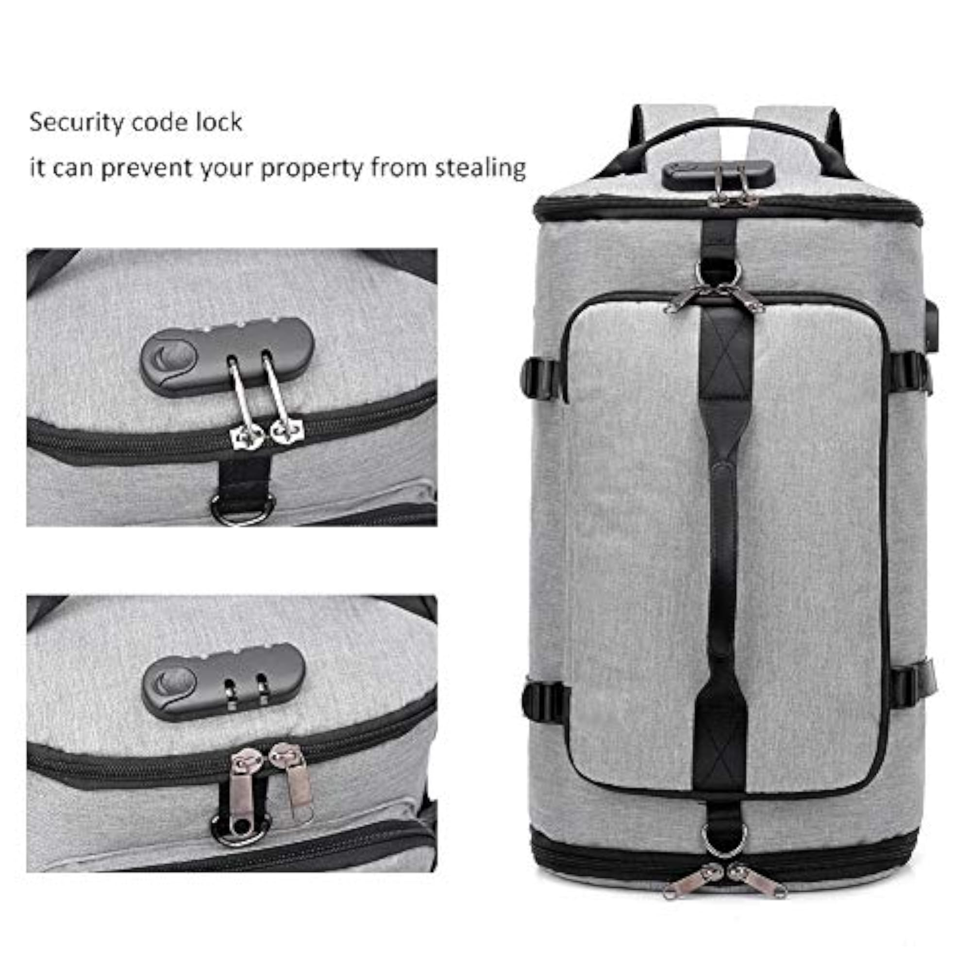 Convenient Grey Backpack with USB Interface for Travel