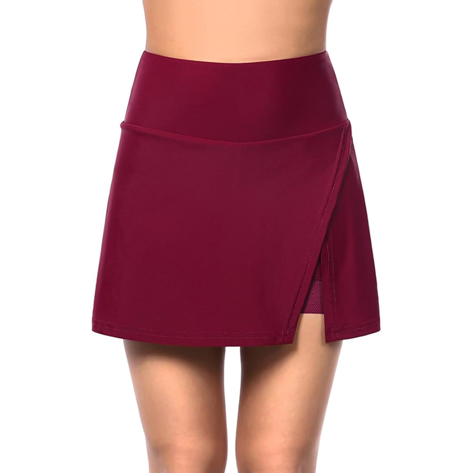 Jupe Cycliste Élastique 2 en 1 Jupon Femme, Légère Short De Cyclisme Élégante Jupe-Short De Tennis avec Poches, Taille Haute Jupes De Tennis Jupes De Sport Outdoor avec Short Intégré