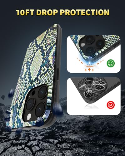 Coque iPhone 15 Pro MagSafe SCORPIFY avec motif serpent vert olive