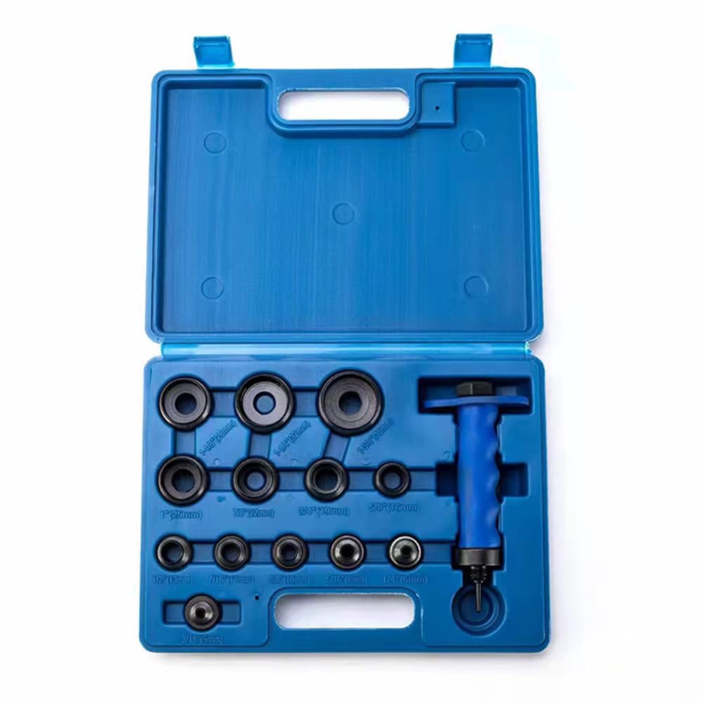Gasket Hollow Punch Kit, 14 in 1 Leather Punches Tools Hole Punch Set, Gasket Punch Set, Gasket Cutter Hole Punch Tool Kit with Storage Case for Plastic Rubber Leather (14Pcs)