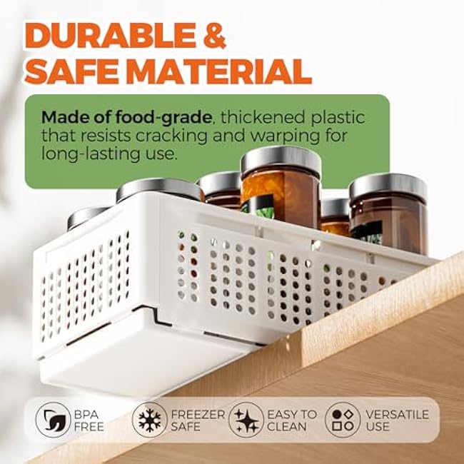 2PACK Pantry Organizers and Storage - Kitchen Storage Organization with 3 Compartments for Kitchen Cabinet, Pantry, Shelf, Drawer, Fridge, Bathroom, Medium Cabinet Organization, White