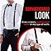 HOLD'EM Tuxedo Suspenders for Men Black Genuine Leather Button End 1.25 Inches Mens Braces Suspenders- Black (Regular 46