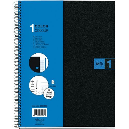 Miquelrius Single Subject Spiral Notebook, Graph/Quad Pages, Blue, 80 Sheets (8.5