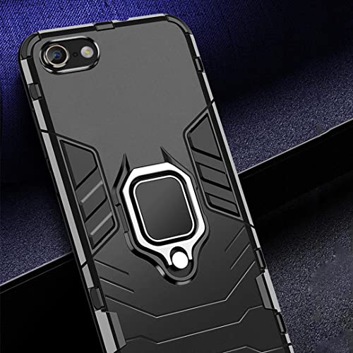 Image of WOW IMAGINE Shock Proof Back Case Mobile Cover for iPhone 7 | for iPhone 8 (Tough Armor | Hybrid PC + TPU | Full Protection with Ring Holder & in-Built Kickstand | Black)
