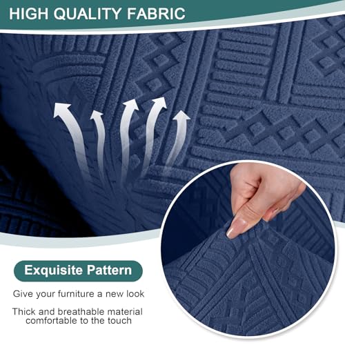 Image of Ruaozz Recliner Sofa Covers Recliner Chair Covers Couch Covers for Reclining Couches with Pockets Washable Furniture Protector with Elastic Bottom (3 Seater, Dark Blue)