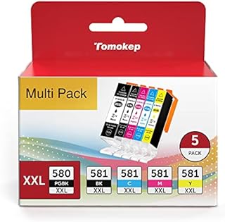 Replacement for Canon PGI-580XXL CLI-581XXL Ink Cartridges High Yield (PGBK/BK/C/M/Y, 5-Pack), for PIXMA TS705 TR8550 TS6150 TS6151 TS6250 TS6251 TS6350 TS8150 TS8250 TS8350 TS8351 TS9550