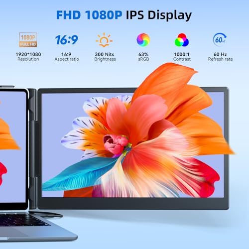 Image of Laptop Screen Extender 1.8lbs 14.1 inch - Ultra-Light & Ultra-Slim 1080P FHD IPS Dual Portable Monitor for 13 inch-17.3 inch Laptops Plug & Play Travel Extra Screen Compatible with Wins /Mac /Android /Chrome