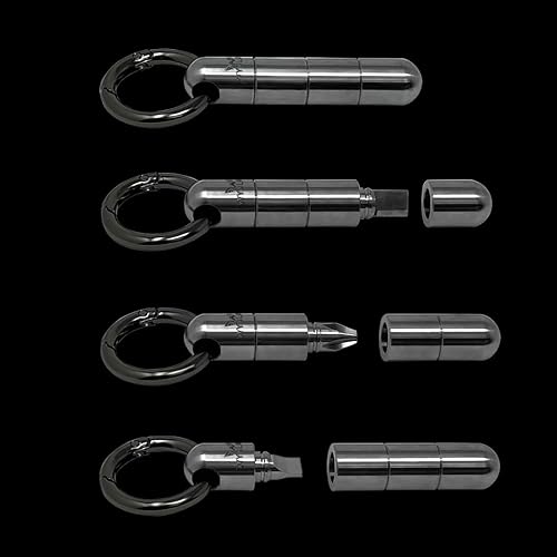 Miniatura 3 de WYN - Cápsula multiherramienta, transporte discreto para todos los días, llavero multiherramienta con hoja, destornilladores, barra de palanca y