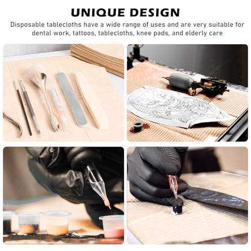 Dental Lätzchen,125 Stück 33x45CM Patientenservietten,Dentalservietten,Tattoo Tischdecken,Wasserdichte Tattoo Piercing Lätzchen Für Krankenhäuser Studios,Praxen,Tattoo(Orange Farbe)