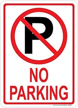 No Parking Sign with Symbol, Includes Holes, 3M Sheeting, Highest Gauge Aluminum, Laminated, UV Protected, 10"x14" Made in USA, Safety, Parking