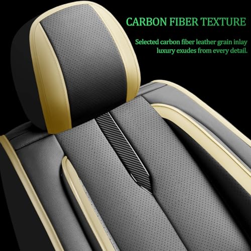 Image of Fit Forester Car Seat Covers for Subaru Forester 2007-2024 2025 2026 -Upgraded Premium Waterproof & Breathable Leather,Airbag Compatible,All-Weather Seat Cushion Protector,2 Front /Black-Beige