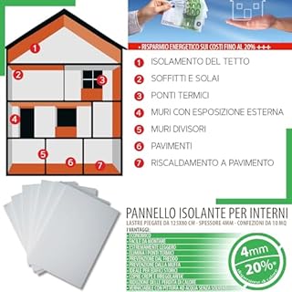Pannelli Fonoassorbenti Bianchi 10 mq - Pannelli Isolanti Termici per Interni, Pareti e Soffitto con Spessore 4mm - Pannelli di Polistirolo 80x125 Ideali come Antimuffa per Muri Interni (con Colla)