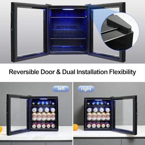Image of 50 Can Mini Beverage Refrigerator - Small Beverage Fridge with Glass Door for Soda Beer Wine - Countertop Drink Cooler for Home, Dorm, Office or Bar, Electronic Temperature Control,1.4cu.ft.Black