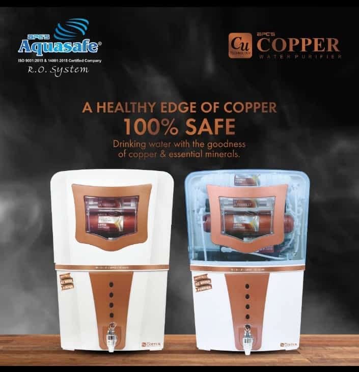 Image of APC's Aquasafe Copper RO+UV Water Purifier | Patented Mineral RO Technology | RO + UV + UF + Copper + TDS Control + UV In-tank | 20 LPH Output | 15L Storage |