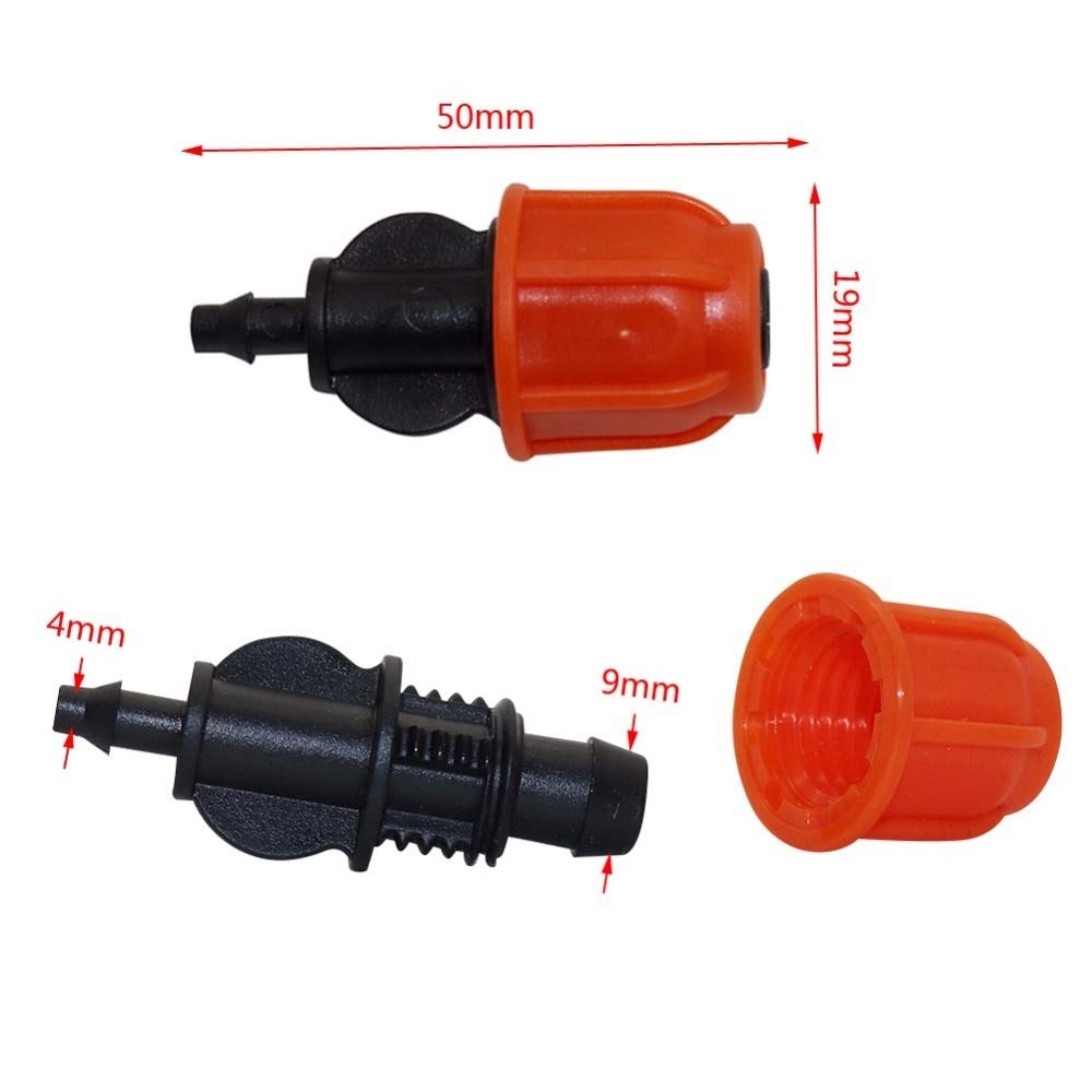Złącze do węża ogrodowego 4/7 mm do 8/11 mm, proste złącze z nakrętką blokującą, ogrodowe mikroprzewody nawadniające, reduktor, proste złącze 100 szt. (kolor: Pomarańczowy, średnica: 3/8")