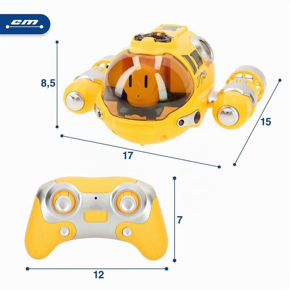 ColorBaby sous-Marin télécommandé, 5 km/h, 25 m, Rotation à 360 degrés, avec lumières et Jet d'eau, 2,4 GHz, télécommande Submersible, Cadeau pour Enfants, Jouets Aquatiques, Bateau Jouet Piscine