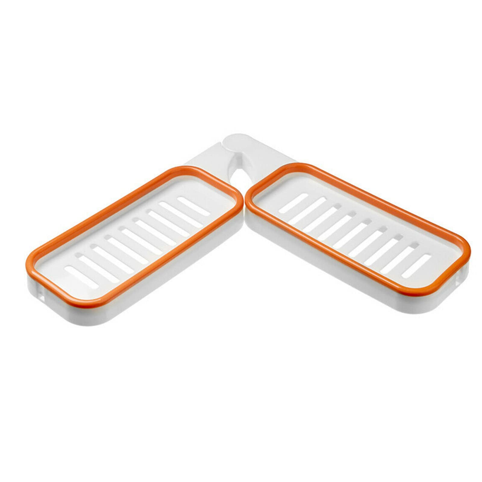 SUNTIRC Bathroom Corner Punch-Free Rack Wall Mounted Shower Caddy Shelf Storage Holder (Orange)