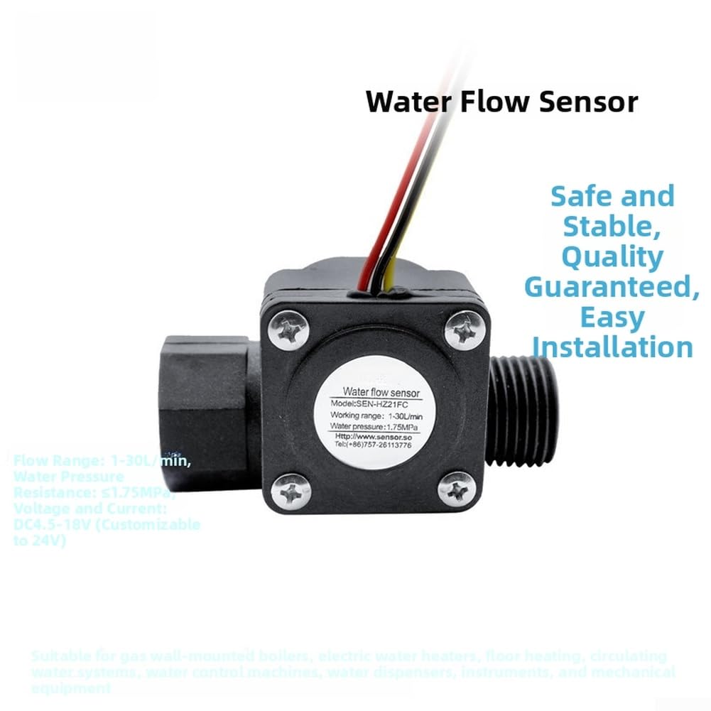 Débitmètre d'eau industriel en nylon avec turbine de 1 à 30 l/min, capteur de pression 1,75 MPa avec signal d'impulsion de sortie pour chauffe-eau et applications à vapeur