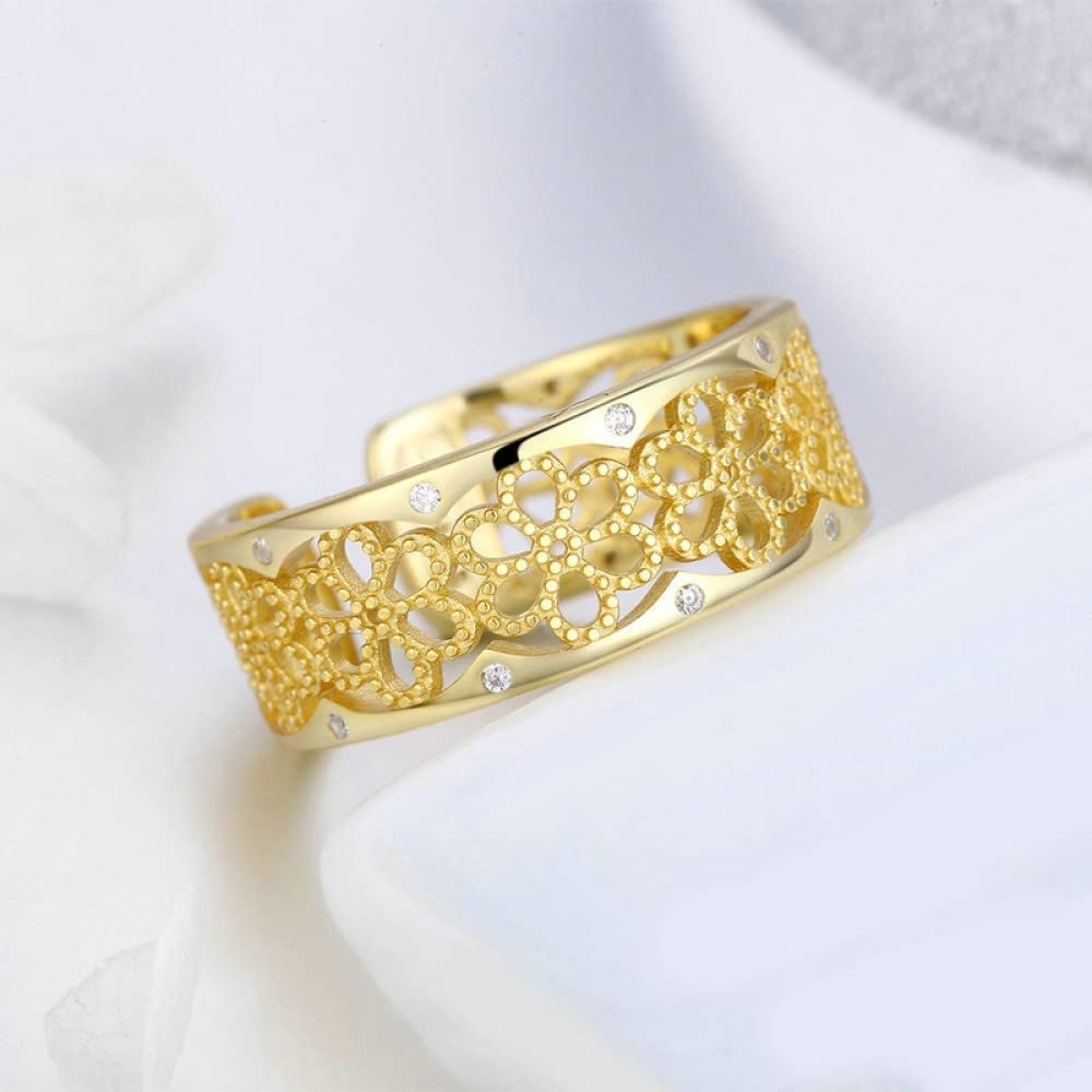 Ring Aus 925Er Sterlingsilber, S925 Sterling Silber Spitzenring Verstellbare Ringe Durchbrochener Offener Ring Silber Daumenring Ewigkeitsring Hochzeitscharme Schmuck Geschenke Für Männer Mädchen