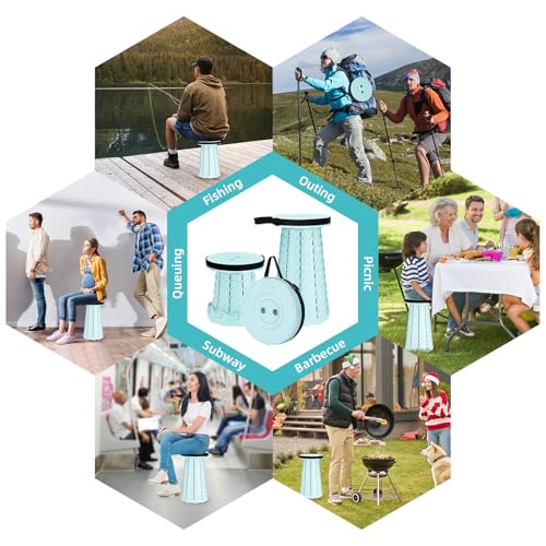 Image of Qiguet Collapsible Stool, Folding Chair - Upgraded Portable Chair with Load Capacity 400lbs, Portable Stool for Camping Fishing Hiking - Folding Stool,Gifts for Fisherman(All Ice Cream)