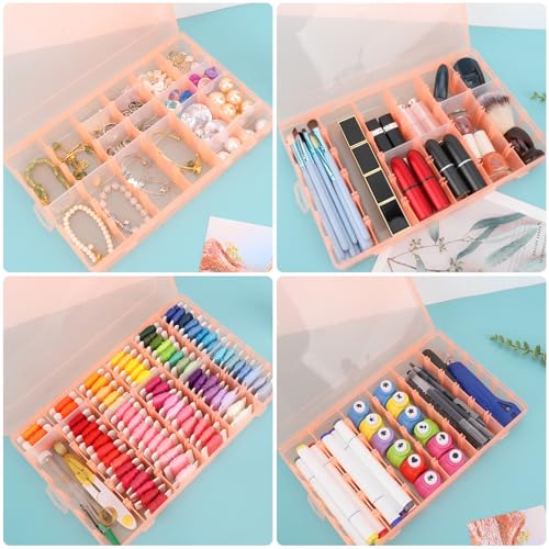 Image of Nail Art Organizer Box, Cosics 36-Grid Orange Empty False Nail Tip Storage Box Organizing Containers for Nail Crystals, Rhinestones Nail Accessories with Adjustable Plastic Dividers