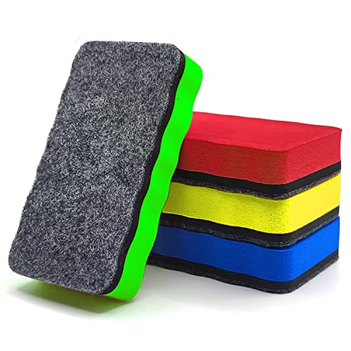 Lot de 4 éponges magnétiques pour tableau blanc, effaçable à sec, en feutre épais, pour tableau à feuilles, tableau mémo, tableau magnétique
