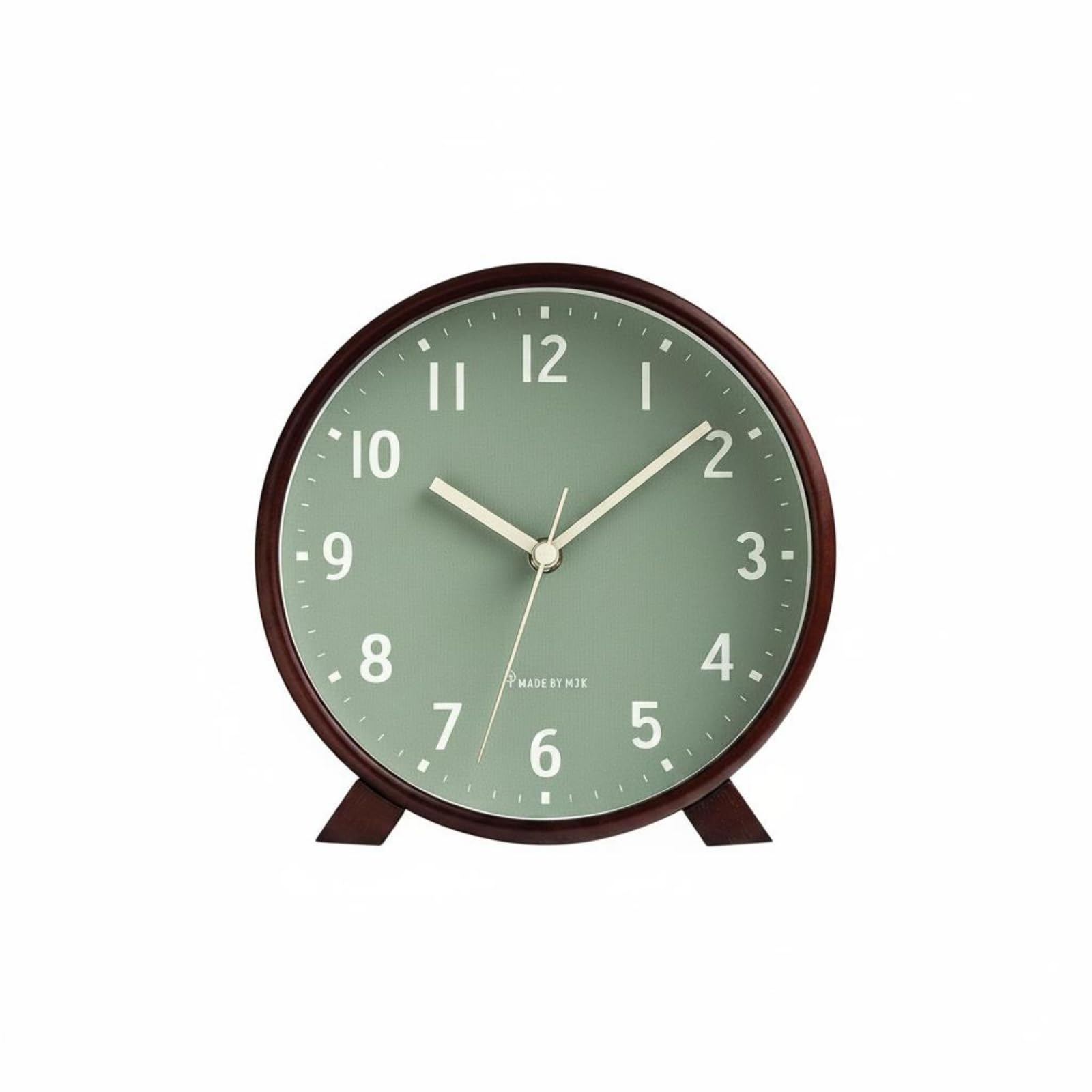 Horloge Silencieuse de Table Vert Clair 10 Pouces | Horloge Rétro en Bois