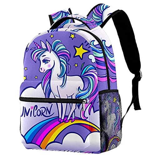 Sac à dos d'écolier licorne multicolore pour homme et femme au style décontracté