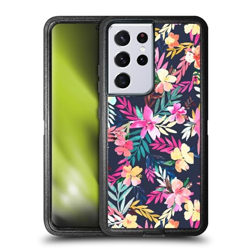 Étui antichoc Samsung S21 Ultra 5G Ninola Fleurs Tropicales Roses Marine