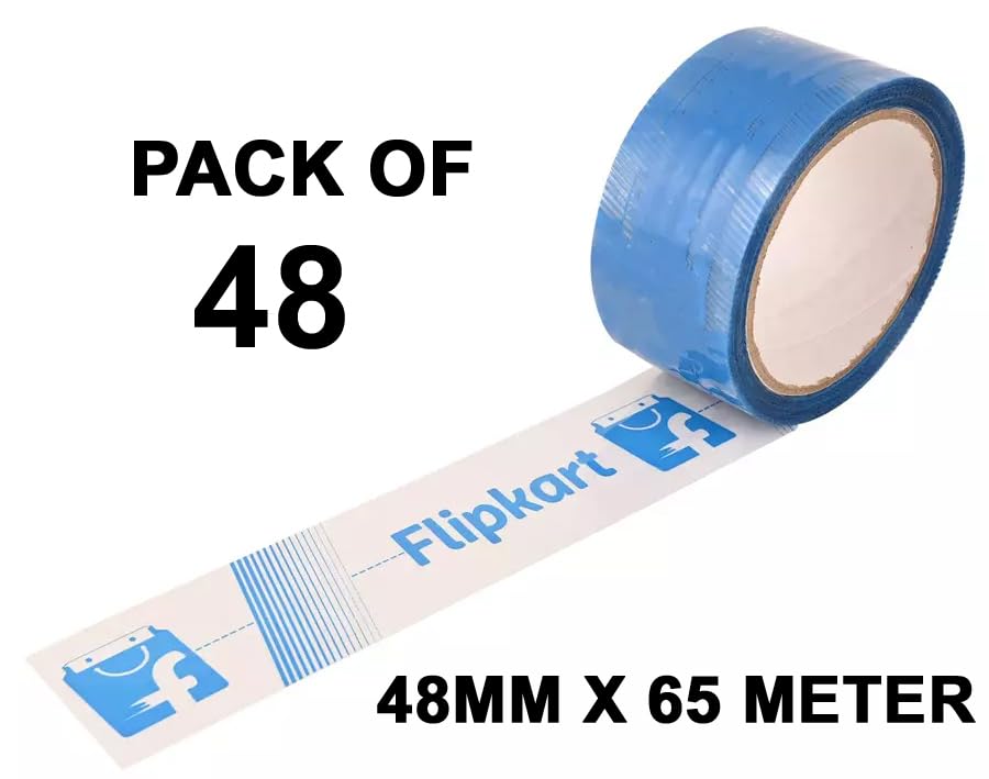 Image of D-fix Flip kart Printed Packing Tape -65 Meters in Length -48mm / 02 inch Width - 48 Roll Per Pack -Heavy Duty BOPP Adhesive Tape for E-Commerce Packaging & Logistics