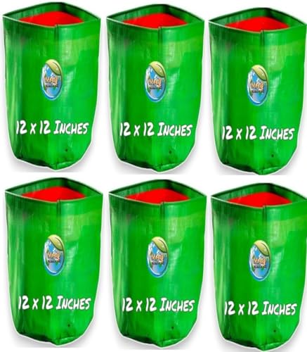Image of MASHKI 12x12 Grow Bags Pack of 6 - HDPE Reusable Garden Grow Bags for Home, Terrace & Balcony Gardening - Vegetable & Herb Plants