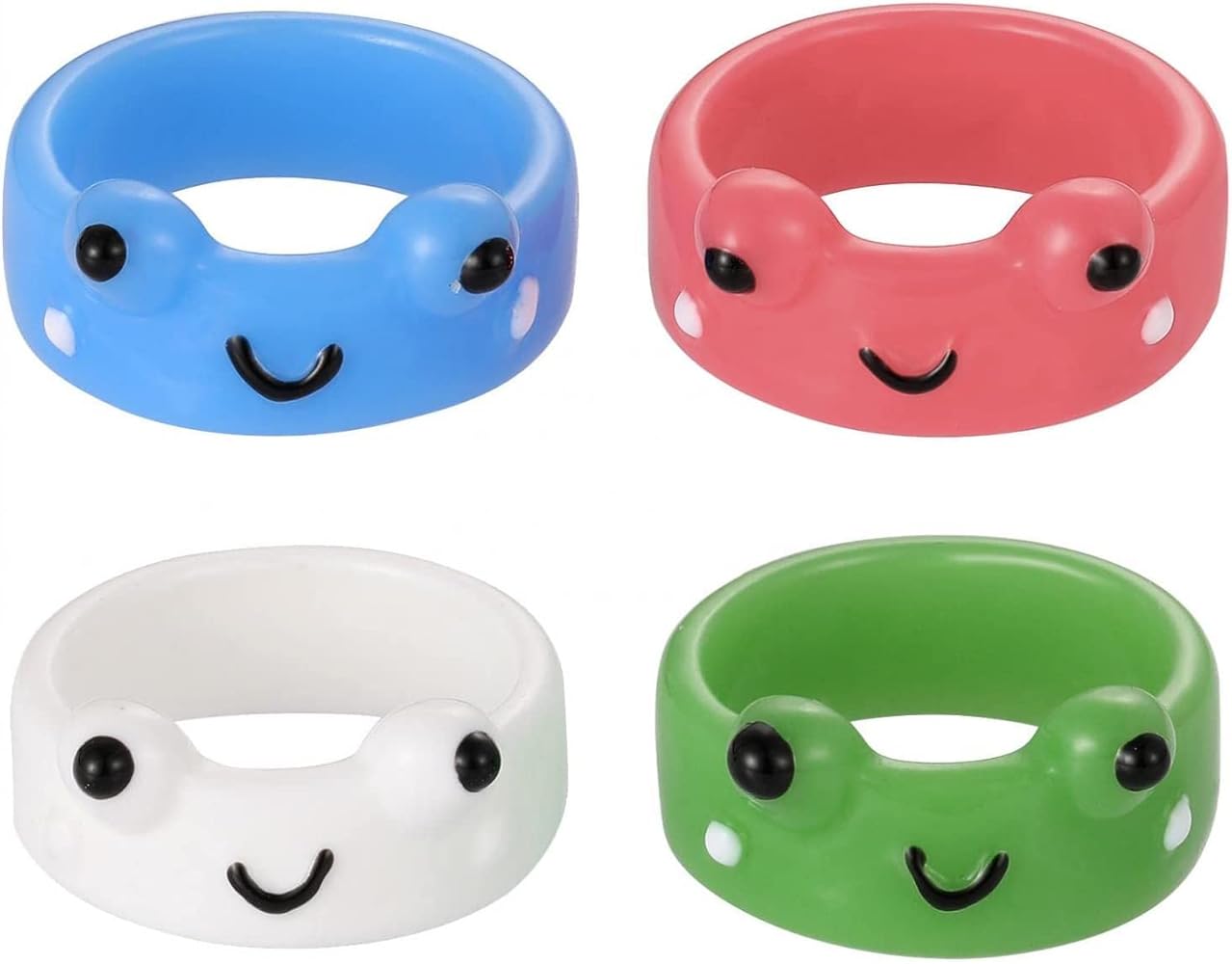 Bague en Argile Grenouille 4 pièces, résine Acrylique Animal Mignon personnalisé bagues drôles Bijoux Cadeau pour Femmes Adolescentes, F2008