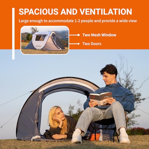 EchoSmile Instant Pop-Up Camping Tent, 2 Person Tent, Family Tents for Camping, Portable Automatic Tent, Water Resistance Dome Tent, Easy Set up Windproof Outdoor Backpacking Tent  image 2