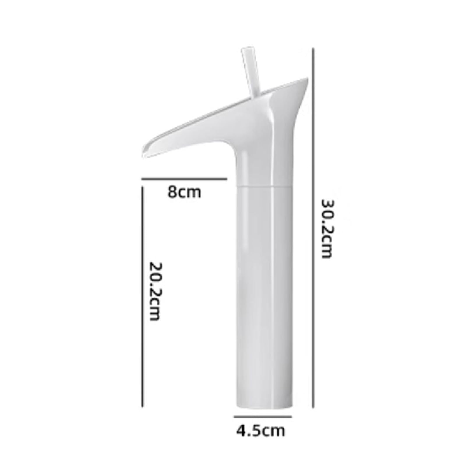 Grifo Lavabo Blanco Caño Alto Cascada Tipo Abierto Grifo Baño Monomando Caliente y Frío,Blanco