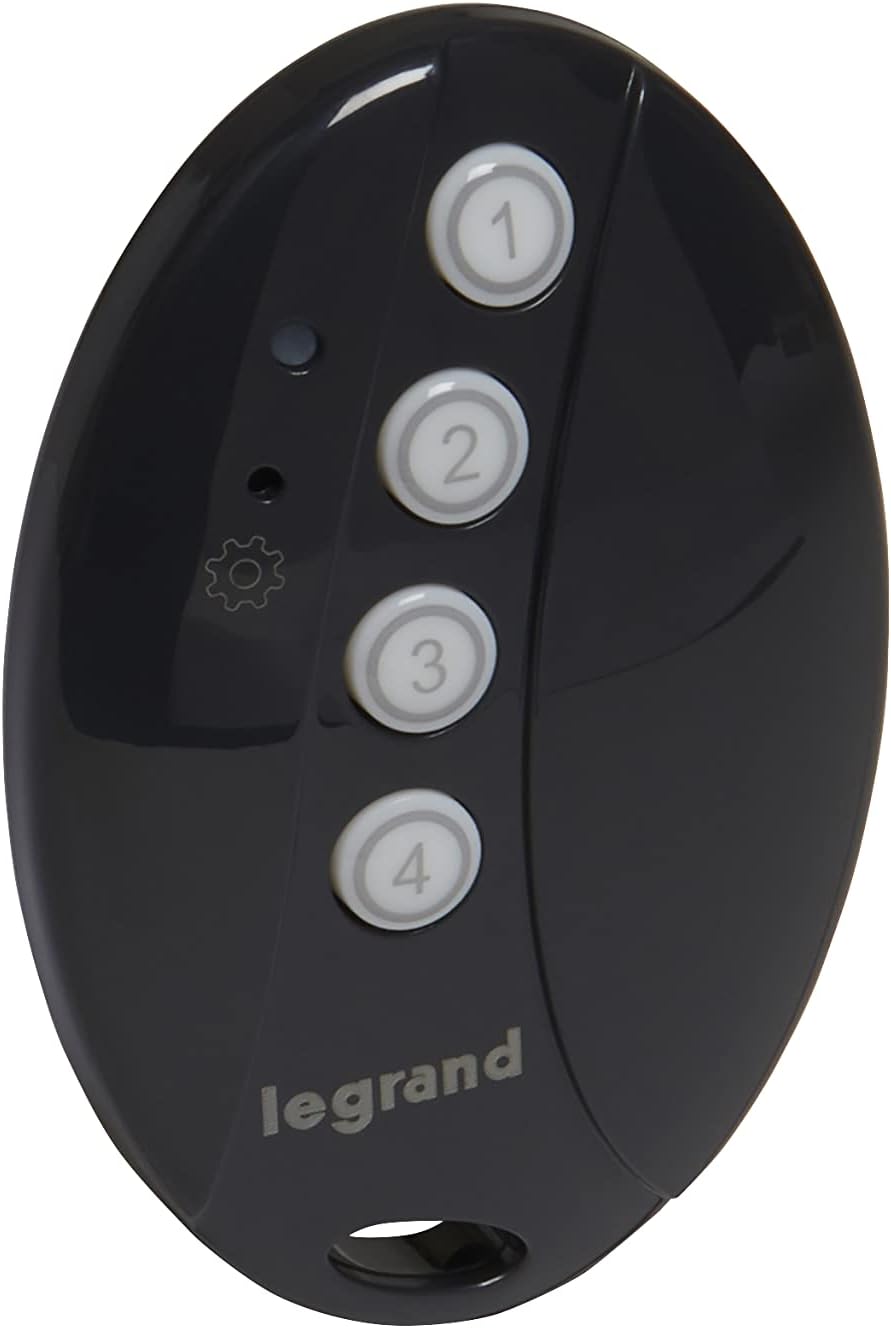 Legrand Smart Pocket Remote Control 4 Orders for Controlling Wired Devices (Lighting, Roller Shutter) – LED Function Battery Indication – Includes 1 x 3V CR2032 Battery – Graphite Finish – 199147 Legrand Smart Pocket Remote Control 4 Orders for Controlling Wired Devices (Lighting, Roller Shutter) – LED Function Battery Indication – Includes 1 x 3V CR2032 Battery – Graphite Finish – 199147