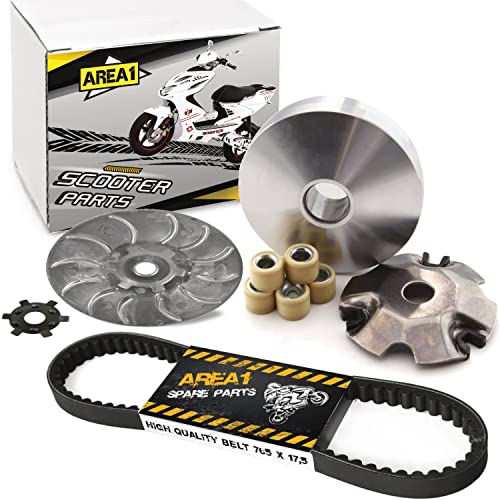 Area1 Variomatique de rechange + poulie + courroie trapézoïdale 50 cm³ 2 temps (cylindre couché) compatible avec Peugeot Speedfight 3 4 Jetforce Citystar Django Elystar Ludix Kisbee New Vivacity TKR