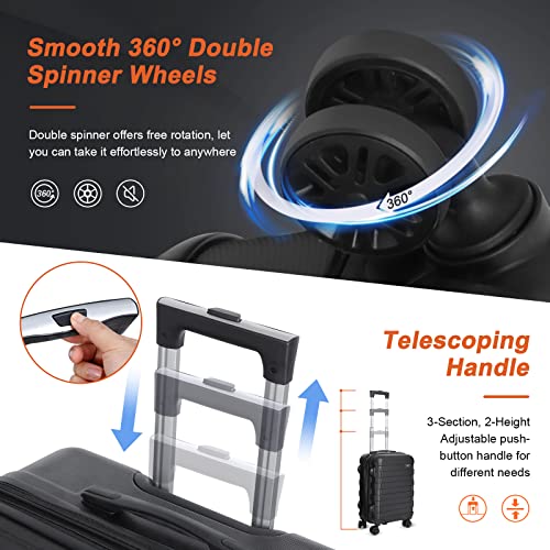 F2C Hardside Expandable Luggage Sets 3 Piece 22 inch 26 inch 30 inch Hardshell Suitcases with Height Adjustable TSA Lock Spinner Wheels Lightweight Sturdy3