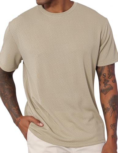 Men's Casual T-Shirts Knit Short Sleeve Crewneck Shirts Casual Stylish Knitted Pullover Tees Top