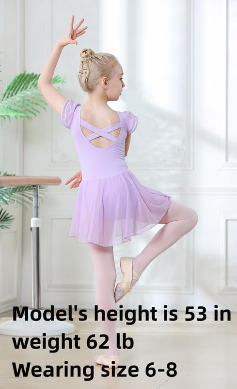 Image of DIPUG Ballet Leotards for Girls Ballet Leotard with Skirt Toddler Dance Leotards Flutter Sleeve and Criss-Cross Back
