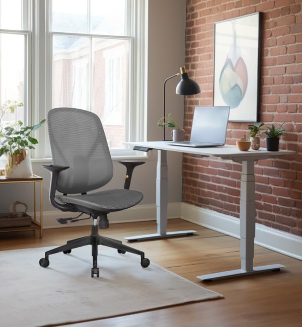 Miniatura 2 de Silla de oficina de malla, silla de oficina ergonómica con soporte lumbar, reposabrazos ajustables y cojín de asiento suave deslizante, soporta