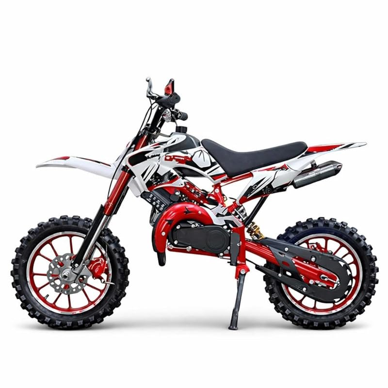 Image of VTX 50cc Petrol Kids Dirt Bike | 2-Stroke Engine Mini Off-Road Motorcycle | 45 km /h Top Speed| Front & Rear Disc Brakes| Rear Suspension,| 90 kg Capacity | Red
