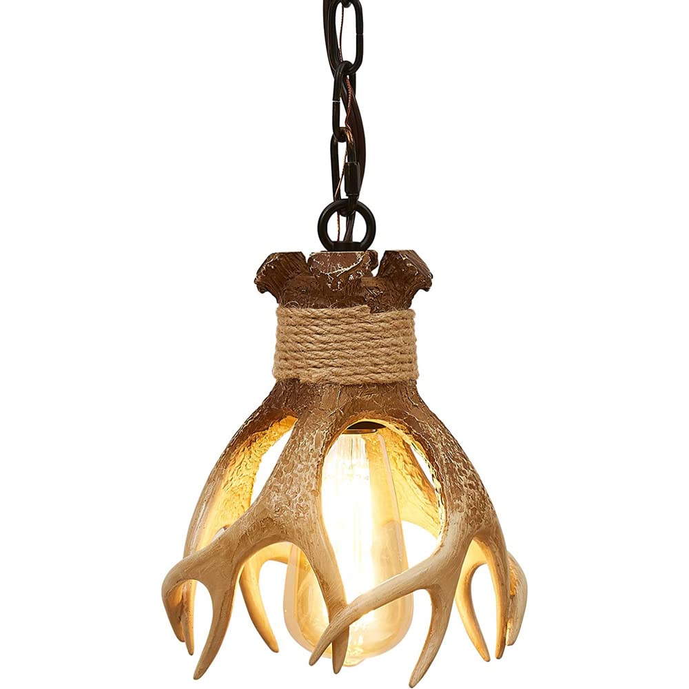 HXYSXHJUO Vintage Industrial Antler Light Fixtures Deer Horn Farmhouse Chandelier Resin Dining Room Lighting Fixture,Adjustable Chain Hanging Lights For Bedroom