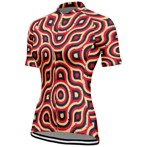 Mateju Maillot Ciclismo para Mujer, Ropa Ciclismo Cómodo Transpirable Exterior, Verano Secado Rápido Camisetas Manga Corta Camiseta Elástico (Rojo,XXS)