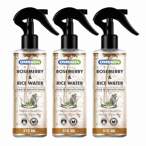 Image of Rosemary And Rice Water Hair Spray for Hair Growth and Hair Fall Control | Natural Hair Tonic for Strong, Shiny & Healthy Hair | Suitable for Men & Women (Pack of 3 x 310 ml)