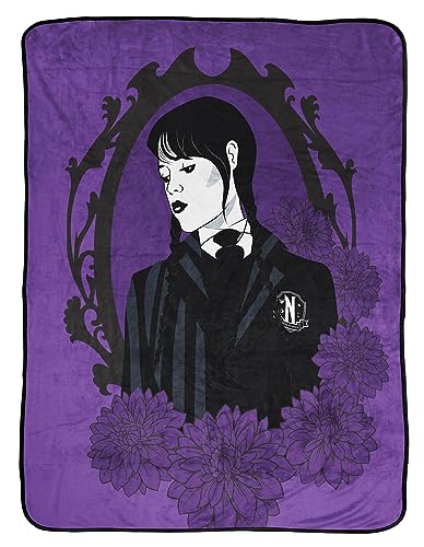 Jay Franco Plush Throw Blanket 46 x 60 Inch Kids Soft & Cozy Fleece Throw for Bedroom & Couch Dcor Official Licensed Product Purple - Wednesday