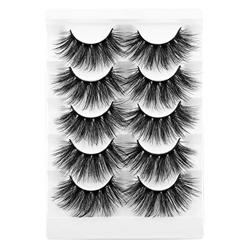Newcally 22MM False Eyelashes Premium Faux Mink Lashes Dramatic Long Fluffy Volume Fake Eye Lashes Pack 5 Pairs