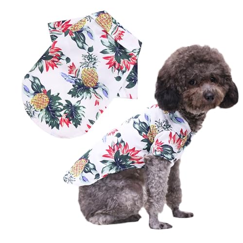 T-shirt LHYZ PARK motif hawaïen pour petit/moyen chien/chat, été, blanc ananas (XL)