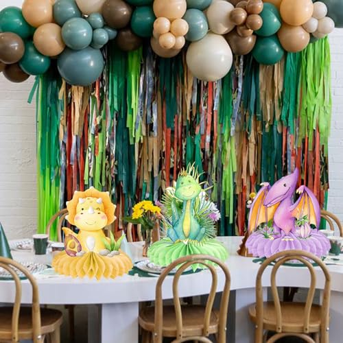 Centros de mesa de dinosaurio de panal de 9 piezas para decoración infantil 5